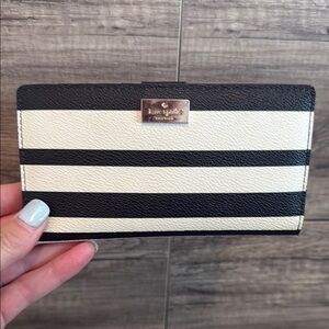 Kate Spade Black and Cream Striped Wallet